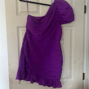 purple  one  shoulder dress from express